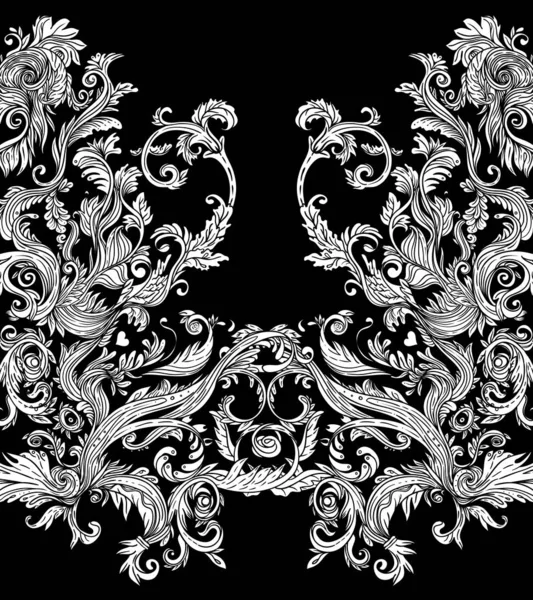 Patrón floral barroco vintage. Decoración vectorial adornada. Concepto de lujo, real y victoriano. Blanco sin costura — Archivo Imágenes Vectoriales