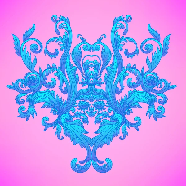 Vintage baroque floral pattern frame in bright neon colors. Стиль 1980-х. Декоративное векторное украшение. Роскошная, королевская и викторианская концепция. Винтажный дизайн. — стоковый вектор