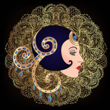 Art Deco klasik davetiye şablonu tasarımı ve flapper Girl tasarımı. desenler ve çerçeveler. Retro parti arka planı 1920 'lerin tarzında ayarlandı. Cazibe olayı için vektör