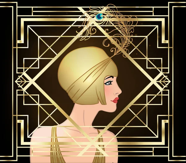 Mão feminina segurando coquetel com respingo. Art deco 1920s estilo vintage convite modelo design para lista de bebidas, menu de bar, evento de glamour, casamento temático, panfleto de festa de jazz . —  Vetores de Stock