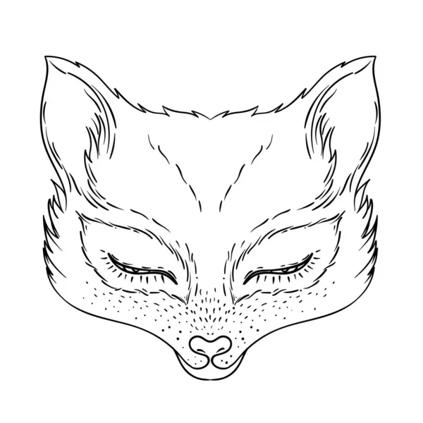 Cara de raposa gira. Design de tatuagem de personagem para amantes de animais de estimação, têxteis. Ilustração vetorial isolada . —  Vetores de Stock