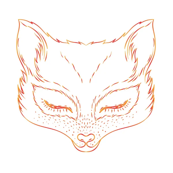 Cara de raposa gira. Design de tatuagem de personagem para amantes de animais de estimação, têxteis. Ilustração vetorial isolada . — Vetor de Stock