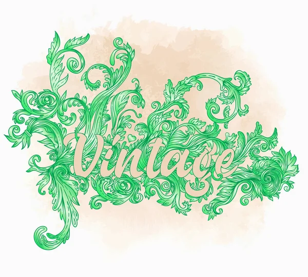 Vintage design elements set: Florals. Intricate outlines on grunge background. Vector illustration. — Stock Vector