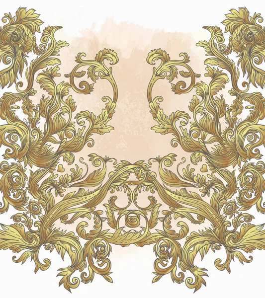 Sömlös vintage bakgrund brun barock mönster. Vektorillustration. — Stock vektor