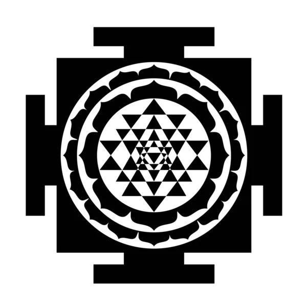スリランカYanntraまたはスリランカチャクラ、神秘的な図の形、ヒンドゥー教のタントラシンボルのシュリVidya学校。神聖幾何学ベクトル設計要素。ベクターイラスト. — ストックベクタ