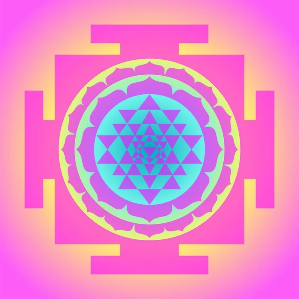 De Sri Yantra of Sri Chakra, vorm van mystieke diagram, Shri Vidya school van Hindoe tantra symbool. Heilige geometrie vector design element. Vectorillustratie. — Stockvector