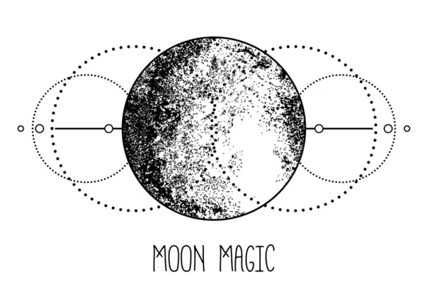 Tripla luna pagana Wicca luna dea simbolo. Dea a tre facce. Vergine, Madre, Corona vettoriale illustrazione. Tatuaggio, astrologia, alchimia, boho e simbolo magico . — Vettoriale Stock