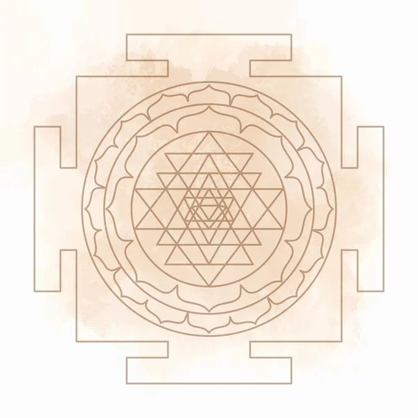 De Sri Yantra of Sri Chakra, vorm van mystieke diagram, Shri Vidya school van Hindoe tantra symbool. Heilige geometrie vector design element. Vectorillustratie. — Stockvector