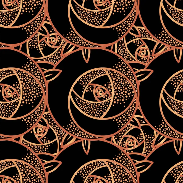 Geometric rose flower. Seamless Pattern. Art deco style inspired. — Stock Vector