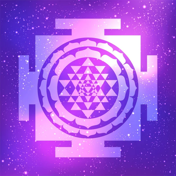 Sri Yantra sau Sri Chakra, forma unei diagrame mistice, școala Shri Vidya a simbolului tantra hindus. Geometrie sacră element de design vectorial. Ilustrație vectorială . — Vector de stoc