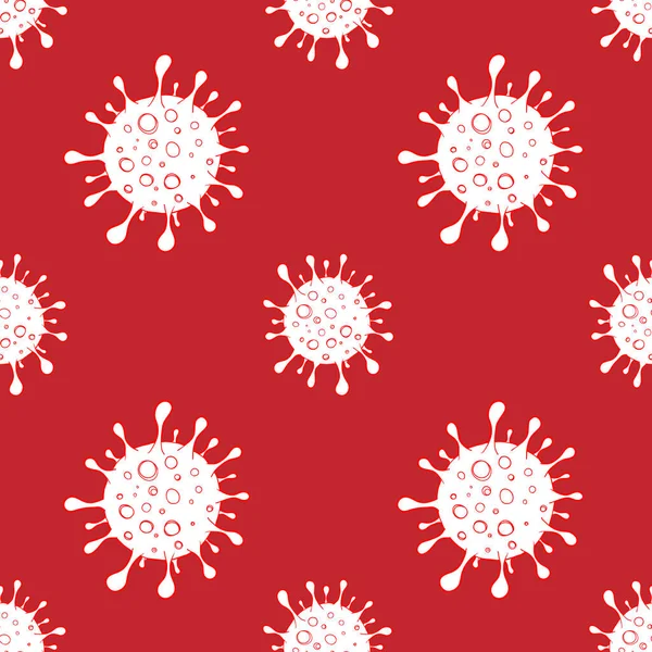 Εστία συμβόλων του ιού του Coronavirus και πρότυπο γρίπης των κορωναϊών χωρίς ραφή. Εικονογράφηση διανύσματος. Coronavirus 2019-nCoV. Κίνδυνος πανδημίας υγείας, ανοσολογίας, ιολογίας. — Διανυσματικό Αρχείο