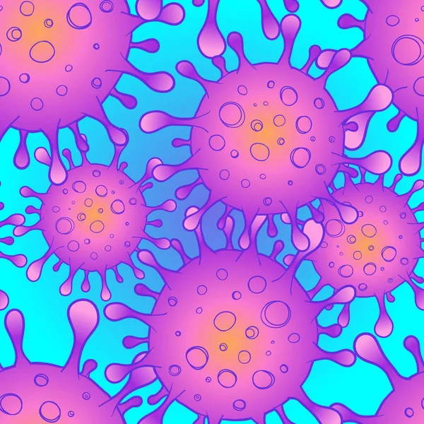 Éclosion de symbole de coronavirus et patron sans couture de coronavirus influenza. Illustration vectorielle. Coronavirus 2019-nCoV. Risque médical pandémique, immunologie, virologie . — Image vectorielle