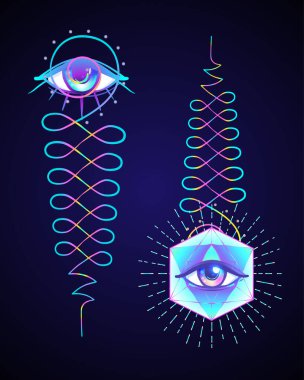 Lotus ve Kutsal Geometri. Bilgeliğin ve mükemmelliğe giden yolun unamole Hindu sembolü. Dövme seti, yoga logosu. Boho doğu baskısı, poster, tişört tekstili.