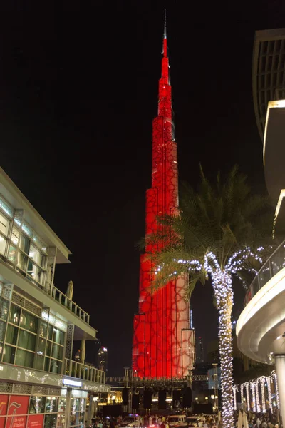 Vista Noturna Torre Burj Khalifa Dubai — Fotografia de Stock