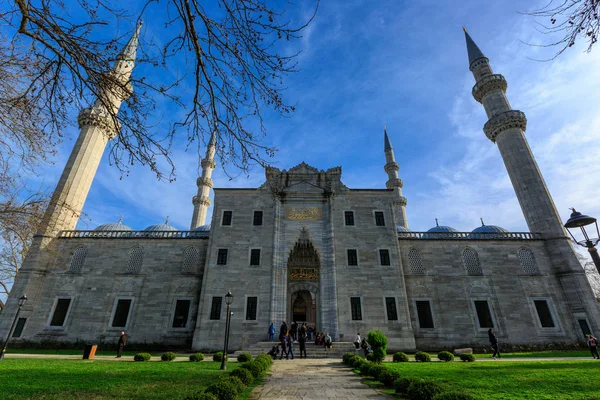 Suleymaniye Mesquita Fachada Grande Ângulo Suleymaniye Mesquita Foi Construída Pelo — Fotografia de Stock