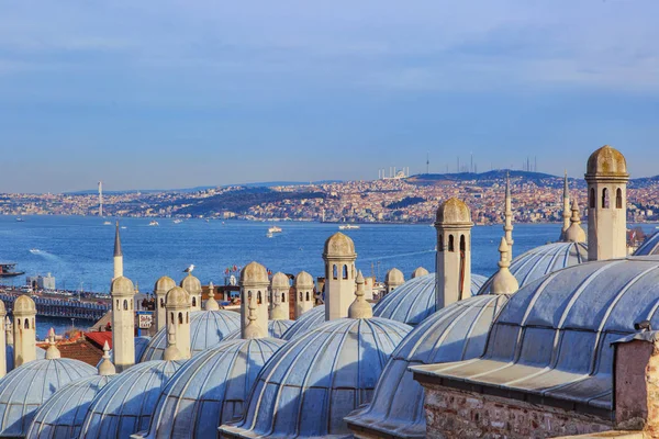 Spektakulär Utsikt Över Bosporen Från Suleymaniye Moskén Istanbul — Stockfoto
