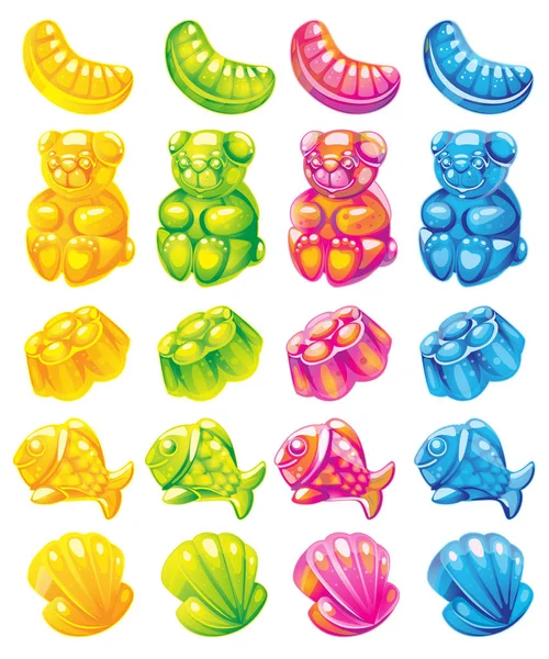 Vector set jelly candy — Stock Vector