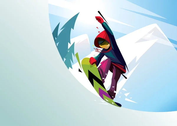 Snowboarding vektorové rider — Stockový vektor