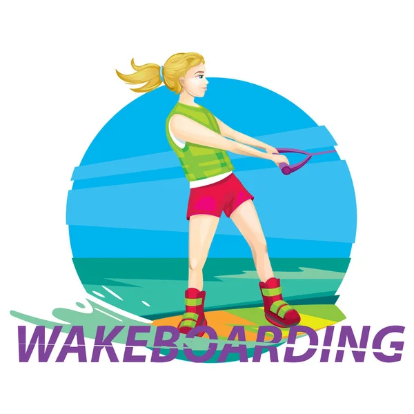 Wakeboarding vector ilustración — Vector de stock