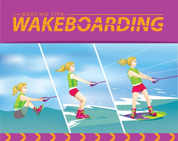 Wakeboarding başlangıç vektör çizim — Stok Vektör