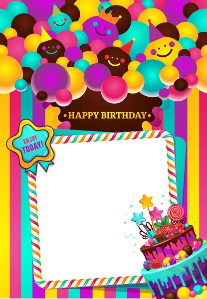 Happy birthday vector illustration frame — Stock Vector