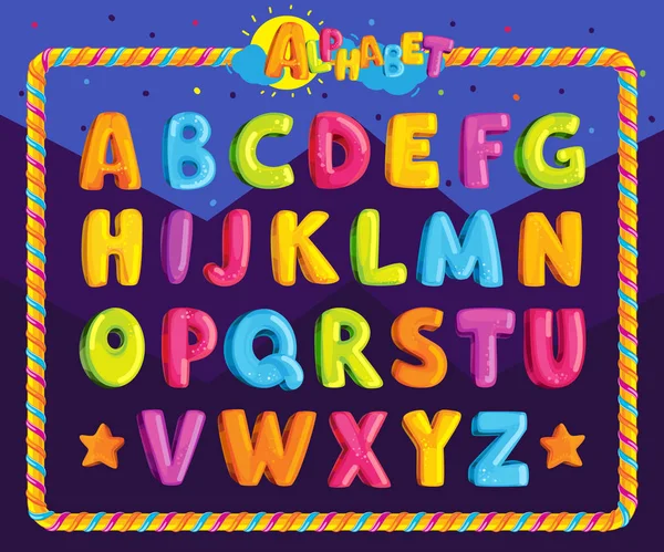 Παιδική γραμματοσειρά σε στυλ καρτούν. — Διανυσματικό Αρχείο