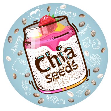 Chia tohum superfood tatlı. Vektör çizim