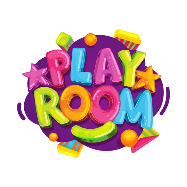 Speelkamer Kids Logo Vector Cartoon Geïsoleerd Plezier Illustratie — Stockvector