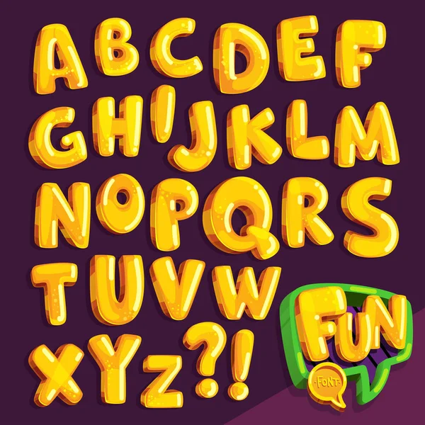 Fuente Dibujos Animados Fun Conjunto Letras Burbuja Amarilla — Vector de stock