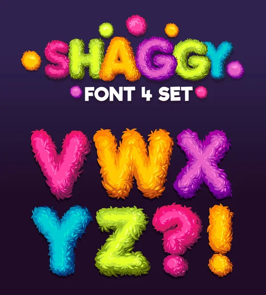 Shaggy Fonte Set Cartoon Letters Vetor Cor Ilustração Sinal Vetores De Stock Royalty-Free