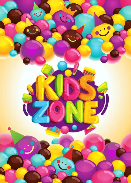 Kids Zone Vector Poster Colorful Cartoon Illustration Decorating Children Playground — Stock Vector