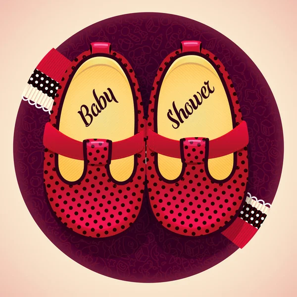 Baby Shower Shoes Isolated Vector Illustration Red Polka Dot Shoes — Stockvector