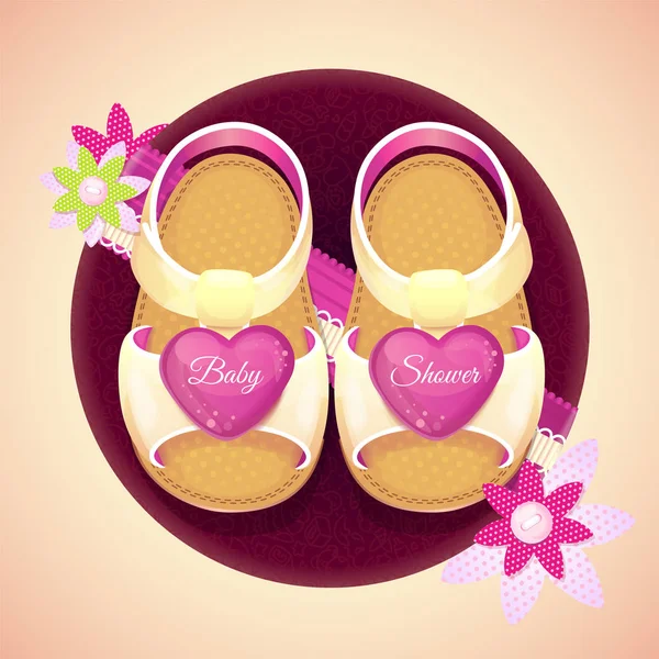 Bebek Duş Vektör Çizim Bebek Kız Ayakkabılar Görünümü Top Şeritler Telifsiz Stok Vektörler