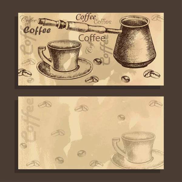 Карта, меню с эскизом набора кофе — стоковый вектор