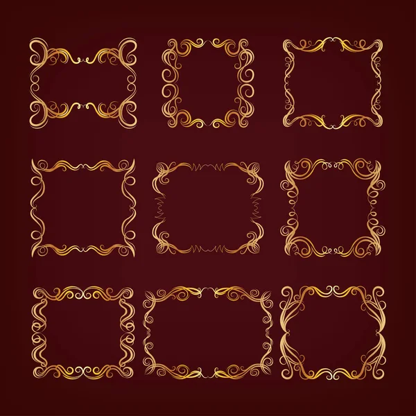 Ensemble de cadres royaux dorés — Image vectorielle