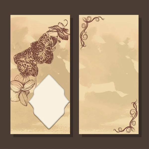 Grußkarte mit Rahmen und Orchidee — Stockvektor