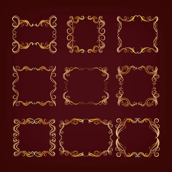 Set of royal golden frames Royalty Free Stock Illustrations