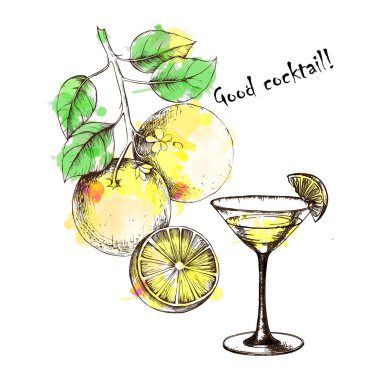 El-çizim tasarım için bir kokteyl ile