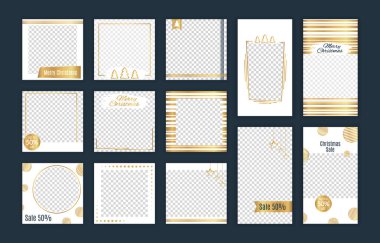 Noel postası ve sosyal medya için hazırlanmış hikayeler. Düzenlenebilir vektör taşınabilir hikayesi ve promosyon için duvar kağıdı düzeni