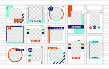 Sosyal medya hikayeleri ve gönderileri için modaya uygun bir şablon. Instagram, vektör illüstrasyonu için tasarım arkaplanı.