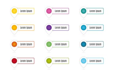 Yazıtlı harita işaretleyicileri kümesi