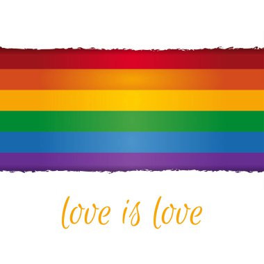 Rianbow bayrağı olan bir kartpostal. Mutlu gurur günü afişleri. Aşk aşktır.