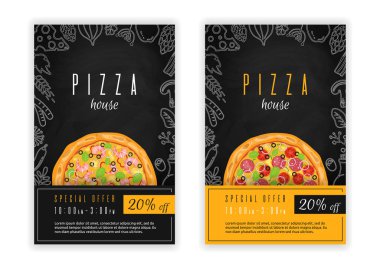 Pizza posteri, el ilanı, şablon veya menü kartı tasarımı