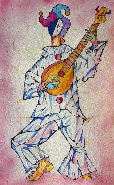 ミュージシャンキュビズムの肖像画 ピカソ風絵画— ストック