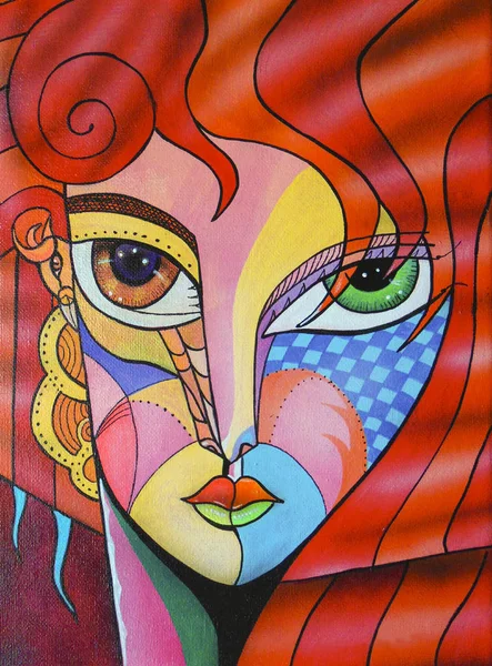 Elegant woman cubism portrait girl