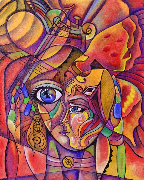 Woman Cubism Face Girl Portrait Fantasy Design — Stock Photo, Image