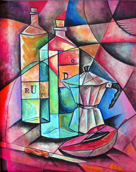 キュビズム静物画 ピカソ風アート — ストック写真