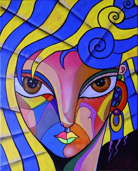 Woman Cubism face, Girl Portrait Fantasy Design