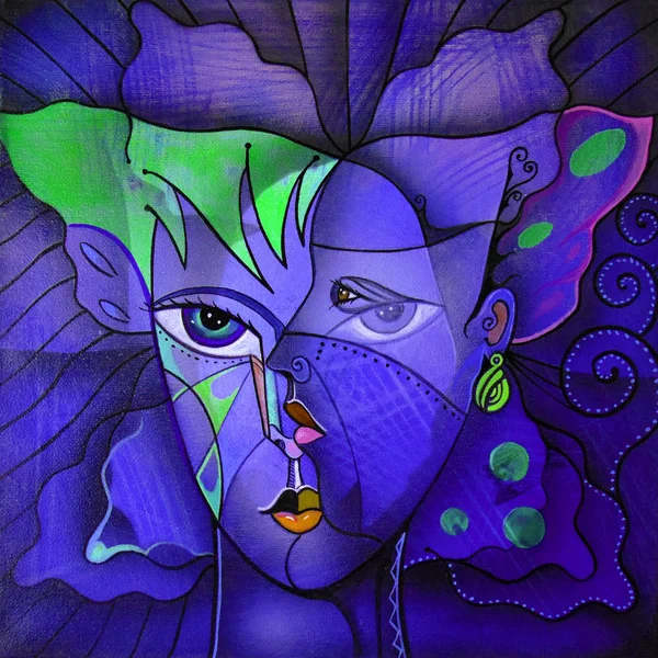 Woman Cubism Face Girl Portrait Fantasy Design — Stock Photo, Image