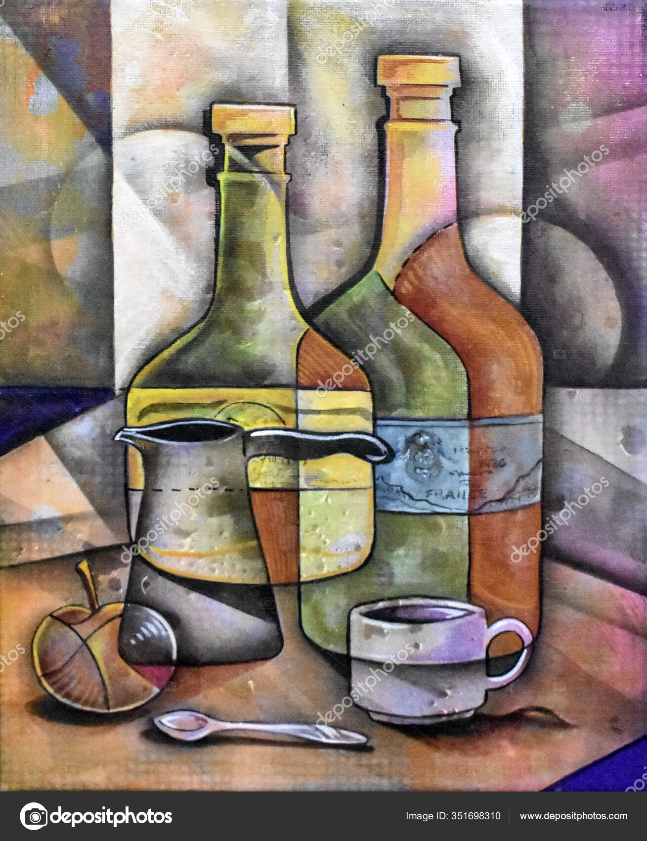 Cubist Still Life Painting Modern Deco Design Stock Photo by ...